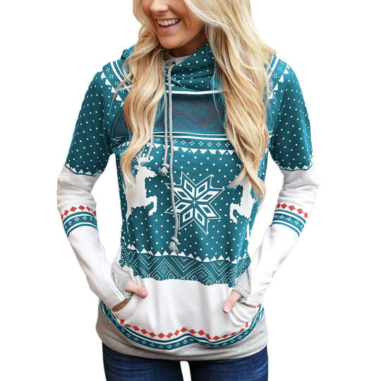 Damen Kapuzenpullover mit modernem nordischen Muster Fudus