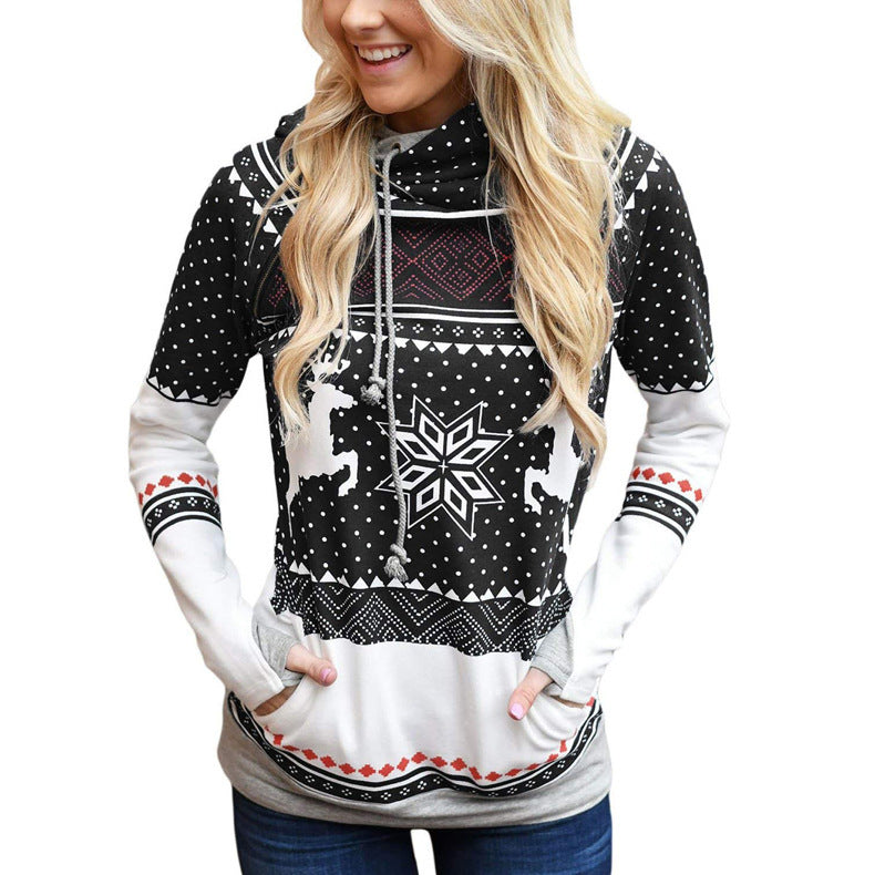 Damen Kapuzenpullover mit modernem nordischen Muster Fudus