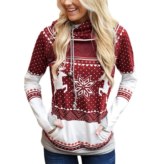 Damen Kapuzenpullover mit modernem nordischen Muster Fudus