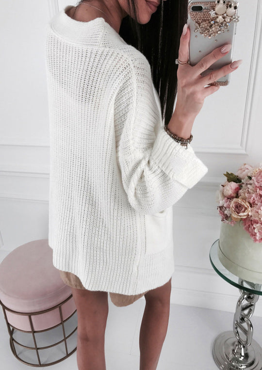 Damen Grobstrick Cardigan mit modischen Details und Taschen Fudus