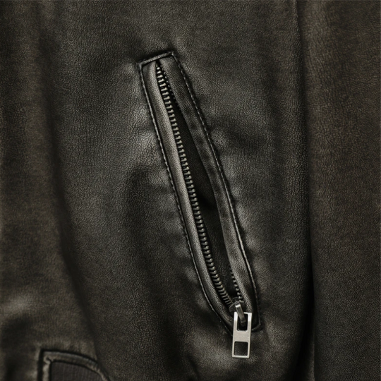 Damen Lederjacke Bombermodell mit gerippten Bündchen und Reißverschlusstaschen