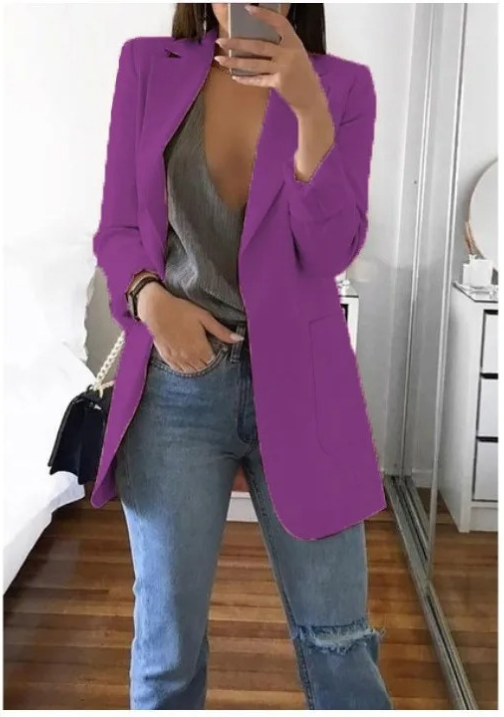 Damen Stilvoller Blazer Mit Tiefem V Ausschnitt Für Jeden Tag