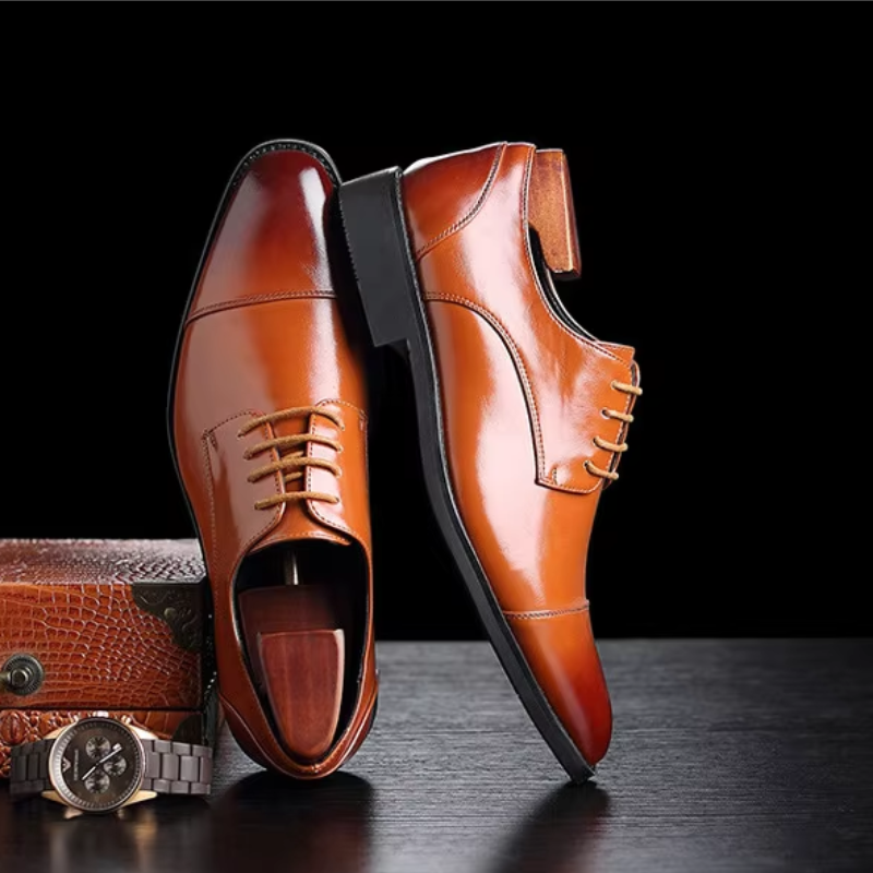 Herren Luxuriöse Leder Herrenschuhe Mit Schnürung Und Polierter Oberfläche