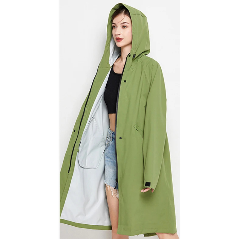 Damen Regenjacke Mit Kapuze Wasserfeste Lange Jacke