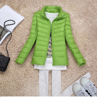 Slim-Fit Damen Daunenjacke mit Stehkragen und durchgehendem Reißverschluss