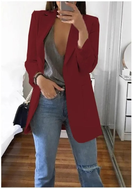 Fudus - Stilvolle Damen Blazer Mit Tiefem V-Ausschnitt - Ideal Für Jeden Tag