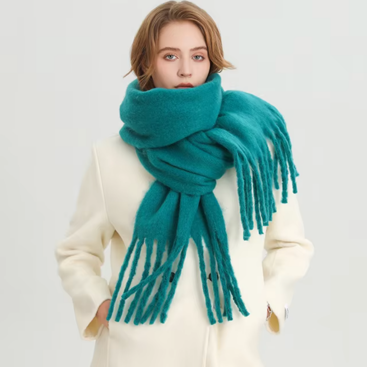 Winterschal Kaschmir Uni Farbe Pashmina Quasten