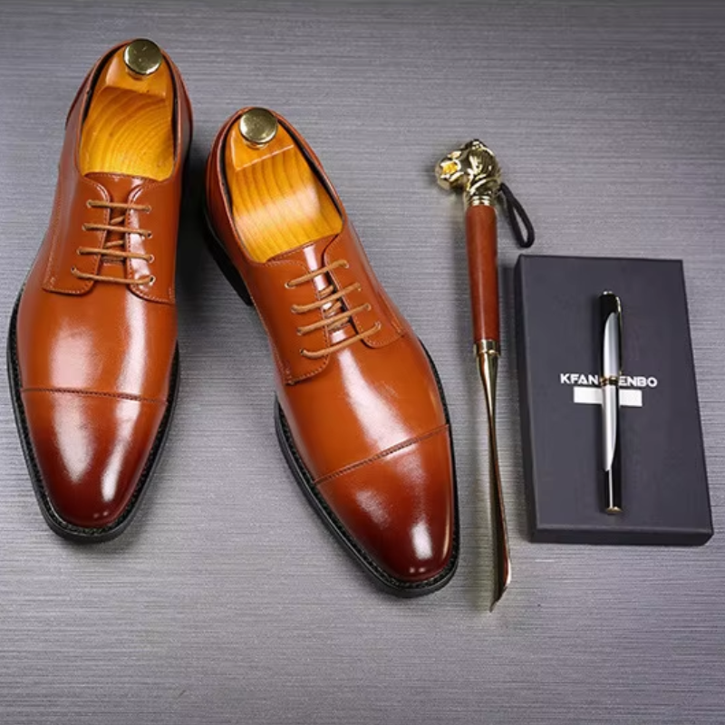 Herren Luxuriöse Leder Herrenschuhe Mit Schnürung Und Polierter Oberfläche