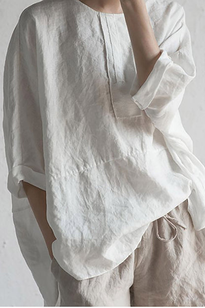 Fudus | Stylische japanische Leinenbluse für Frauen