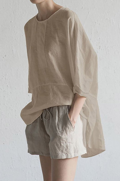 Damen Stylische Japanische Leinenbluse Bequem Für Alltag