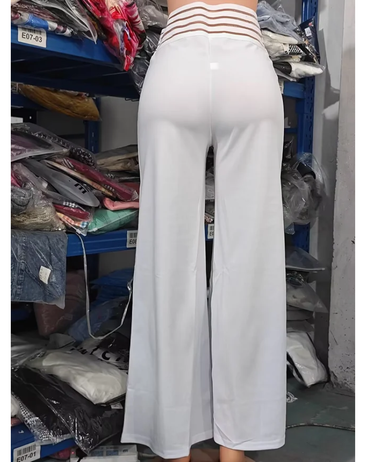 Ausgestellte Hose Damen Hohe Taille Büro Stil Weite Beine