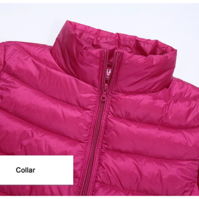 Damen Slim Fit Daunenjacke mit Stehkragen Reißverschluss