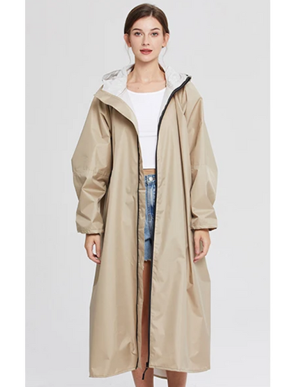 Fudus Damen Oversized Wasserdichte Regenjacke Leicht Kapuze Komfort
