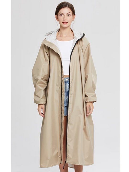 Damen Oversized Wasserdichte Regenjacke Leicht Kapuze Komfort