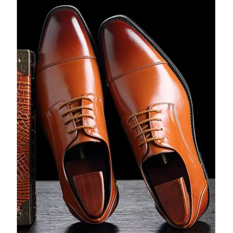 Herren Luxuriöse Leder Herrenschuhe Mit Schnürung Und Polierter Oberfläche
