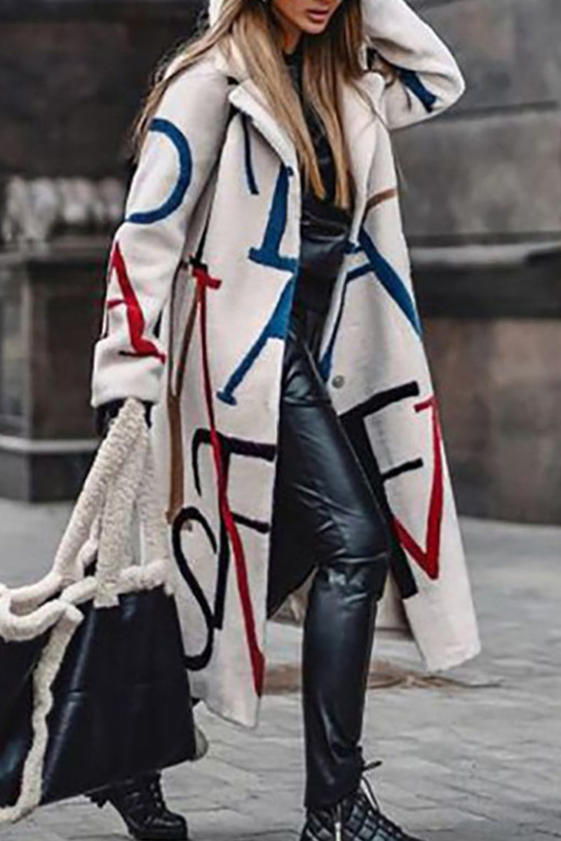 Fudus | Straße Elegante Druck Patchwork Umklappkragen Oberbekleidung