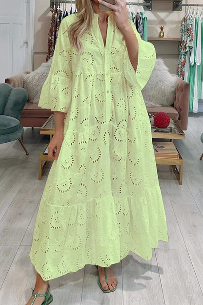 Kleid Lässig Einfarbig V-Ausschnitt A-Linie