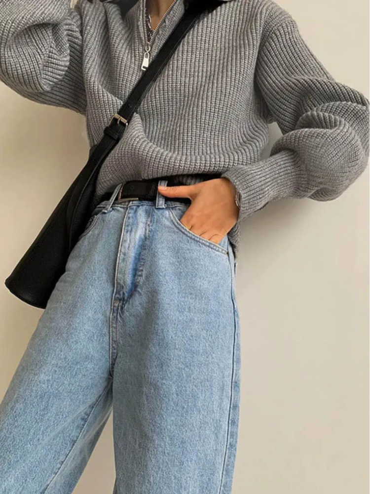 MonAmi Woll winddichte Pullover mit Reißverschluss Damen