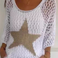 Damen Transparenter Pullover Mit Rundem Ausschnitt Sterne