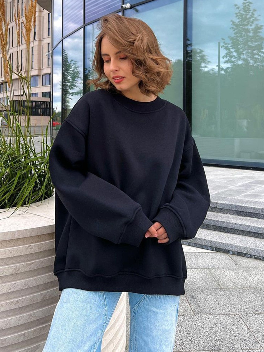 Klara's - Damen Oversized Sweatshirt in einfarbigem Design