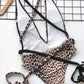 Damen Tie Leopard Plunge Einteiler Badeanzug