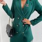 Blazer Kleid Damen Mit Spitzen Saum und Doppelknöpfen