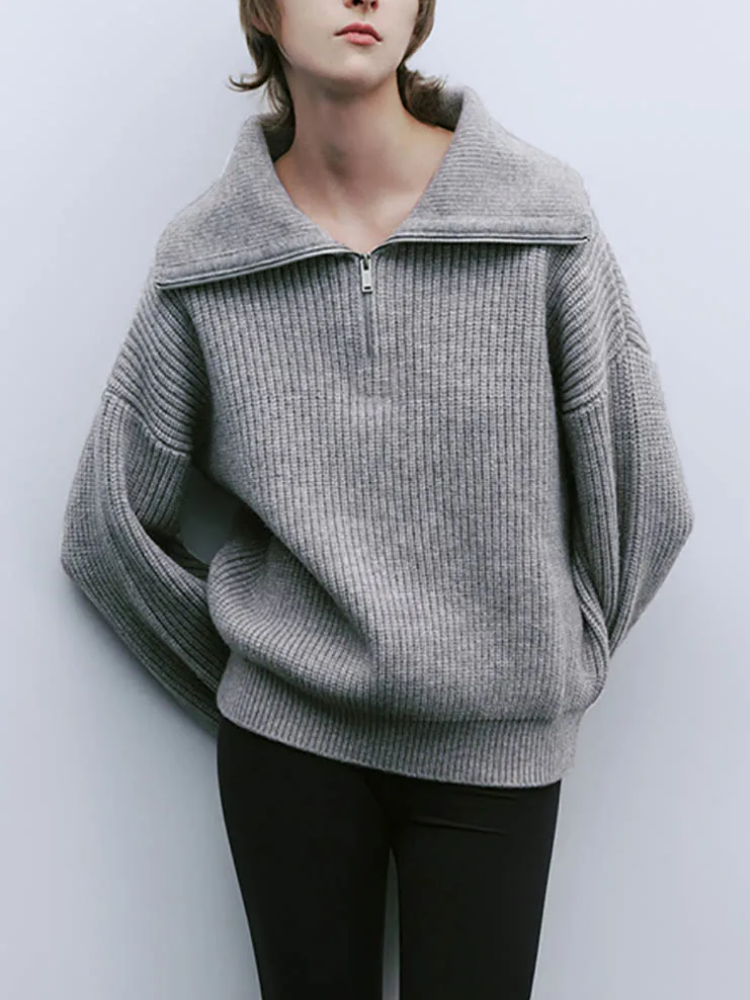 MonAmi Woll winddichte Pullover mit Reißverschluss Damen