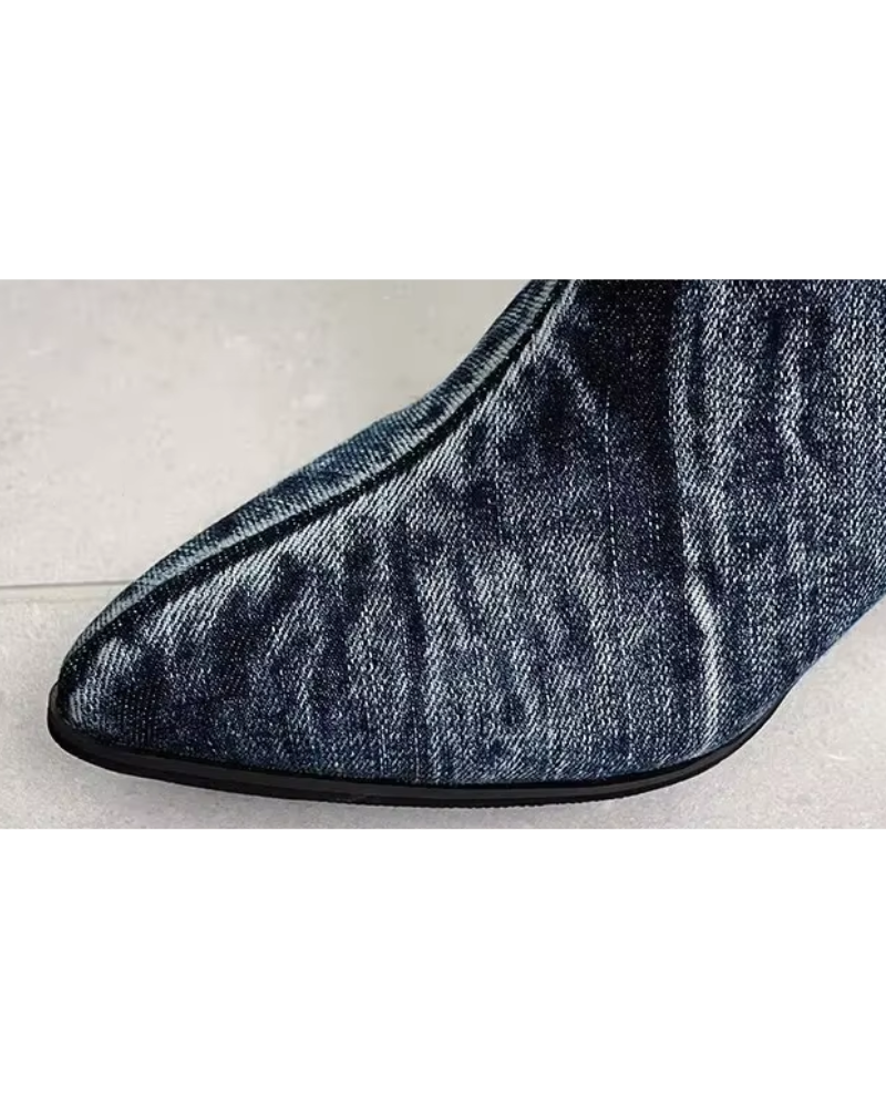 Damen Kniehohe Stiefel Blockabsatz Modisch