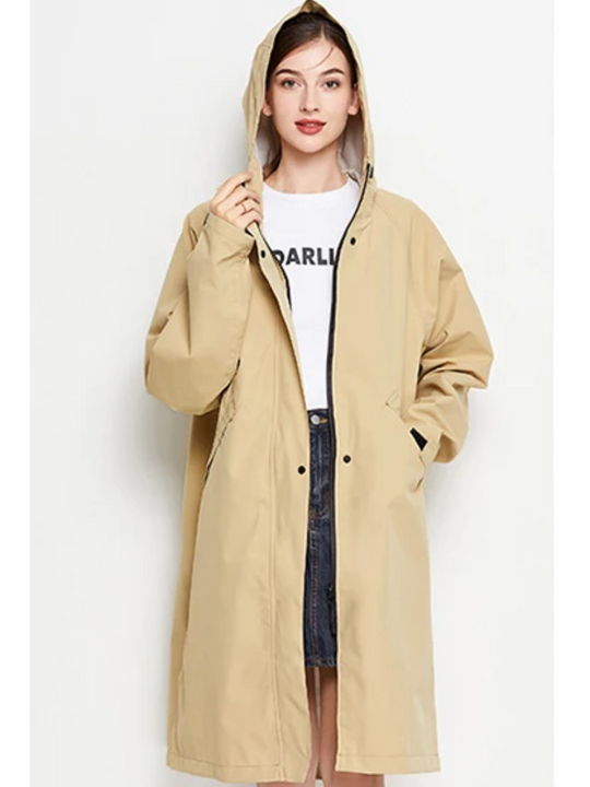 Damen Regenjacke Mit Kapuze Faltbare Wasserdichte Lange Jacke