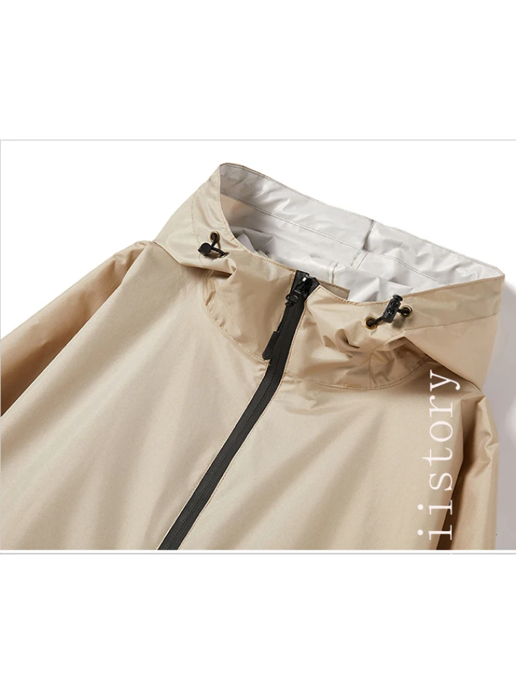 Damen Oversized Wasserdichte Regenjacke Leicht Kapuze Komfort