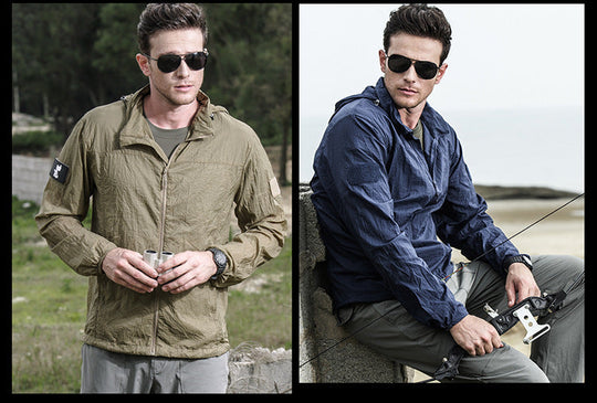 Herren Leichte Wasserdichte Jacke Mit Reißverschluss