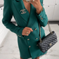 Blazer Kleid Damen Mit Spitzen Saum und Doppelknöpfen