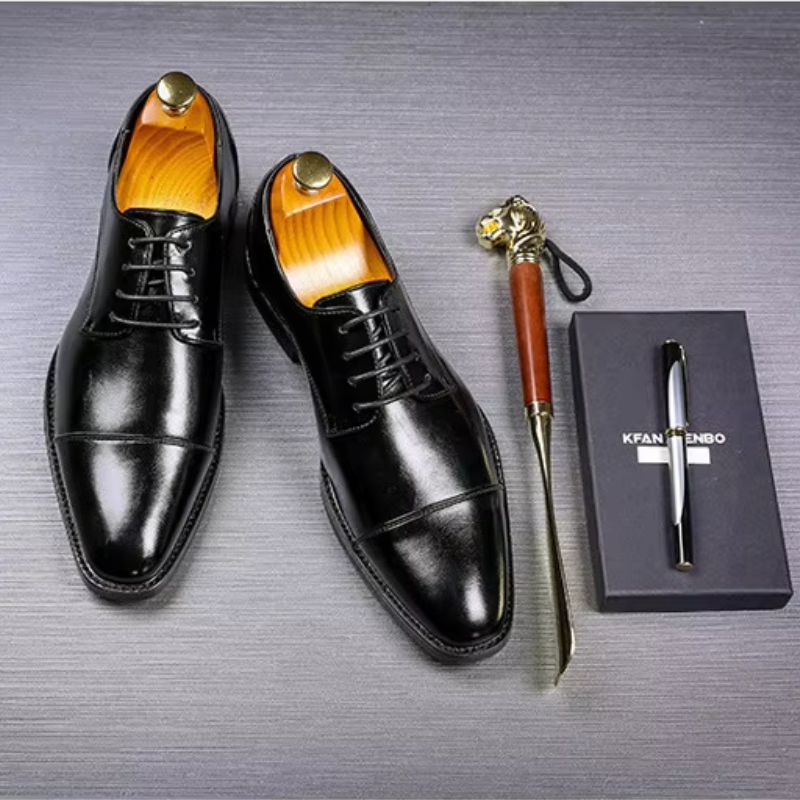 Herren Luxuriöse Leder Herrenschuhe Mit Schnürung Und Polierter Oberfläche