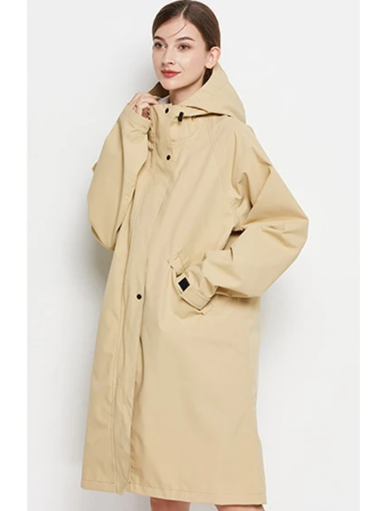 Damen Regenjacke Mit Kapuze Faltbare Wasserdichte Lange Jacke