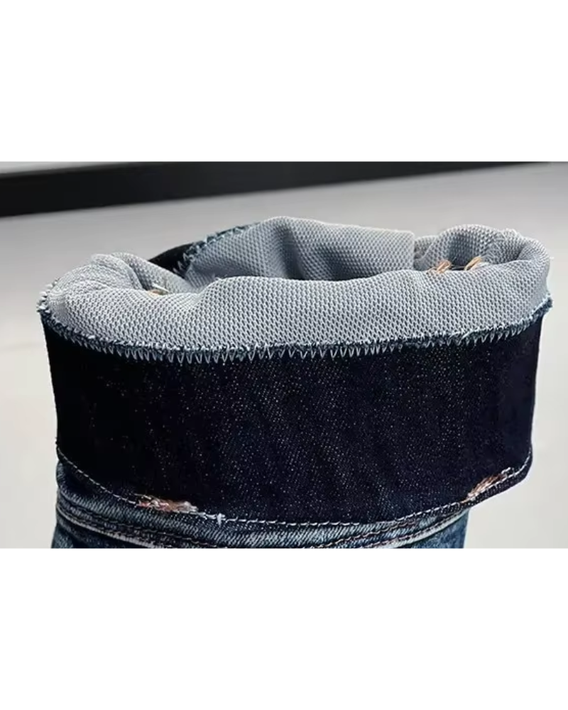 Damen Kniehohe Stiefel Blockabsatz Modisch