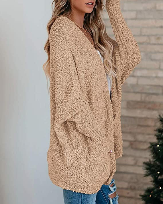 Damen Grobstrickcardigan mit offenen Ärmeln Fudus