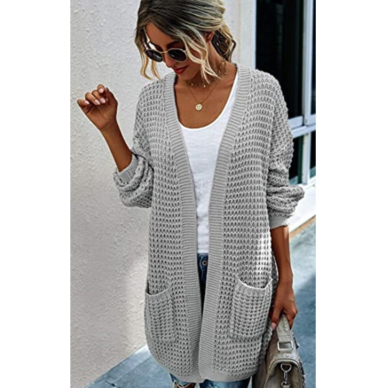 Damen Grobstrick Cardigan mit lässigem Schnitt und praktischen Taschen Fudus