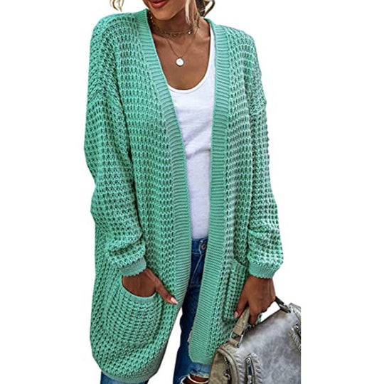 Damen Grobstrick Cardigan mit lässigem Schnitt und praktischen Taschen Fudus