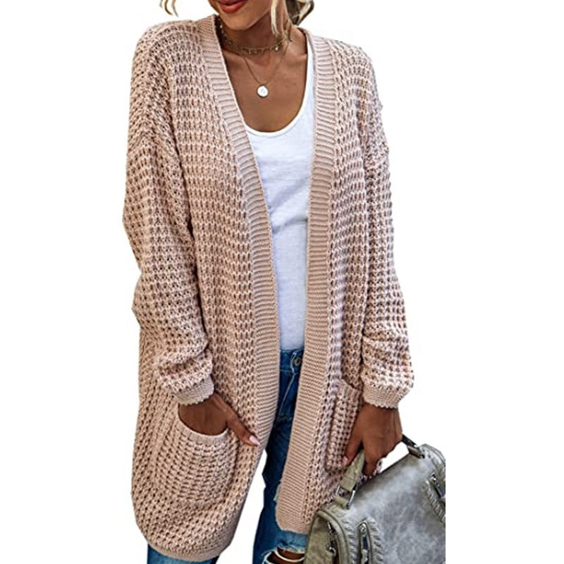 Damen Grobstrick Cardigan mit lässigem Schnitt und praktischen Taschen Fudus
