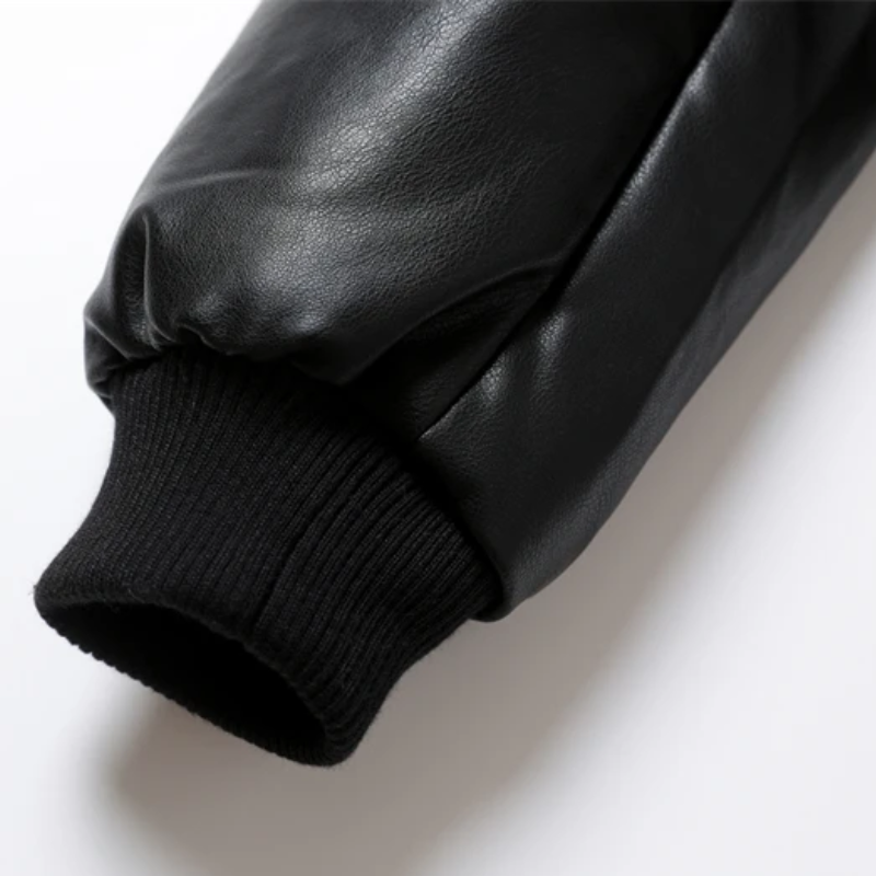 Damen Lederjacke Bombermodell mit gerippten Bündchen und Reißverschlusstaschen