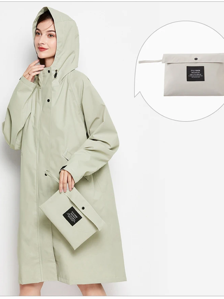 Damen Regenjacke Mit Kapuze Faltbare Wasserdichte Lange Jacke