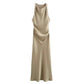 Maxikleid Satin Drapierung Elegant