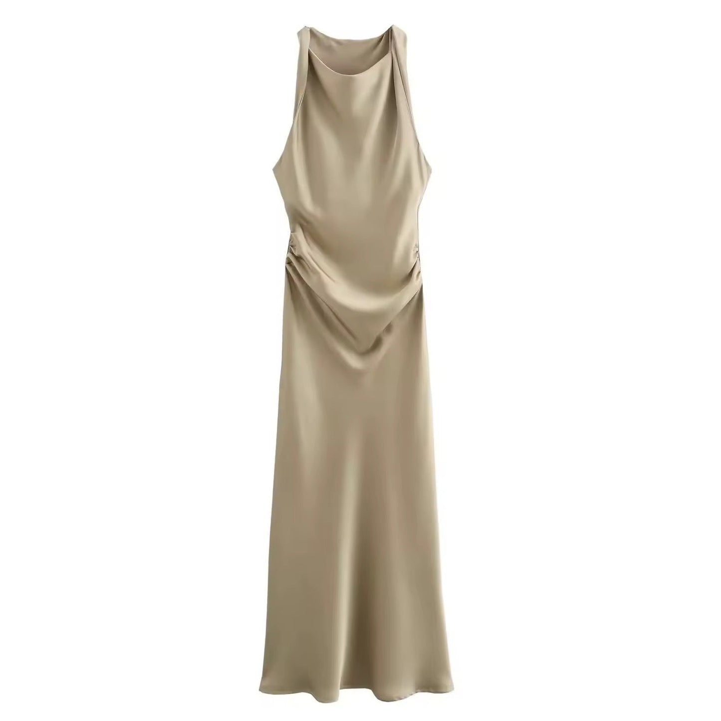 Maxikleid Satin Drapierung Elegant