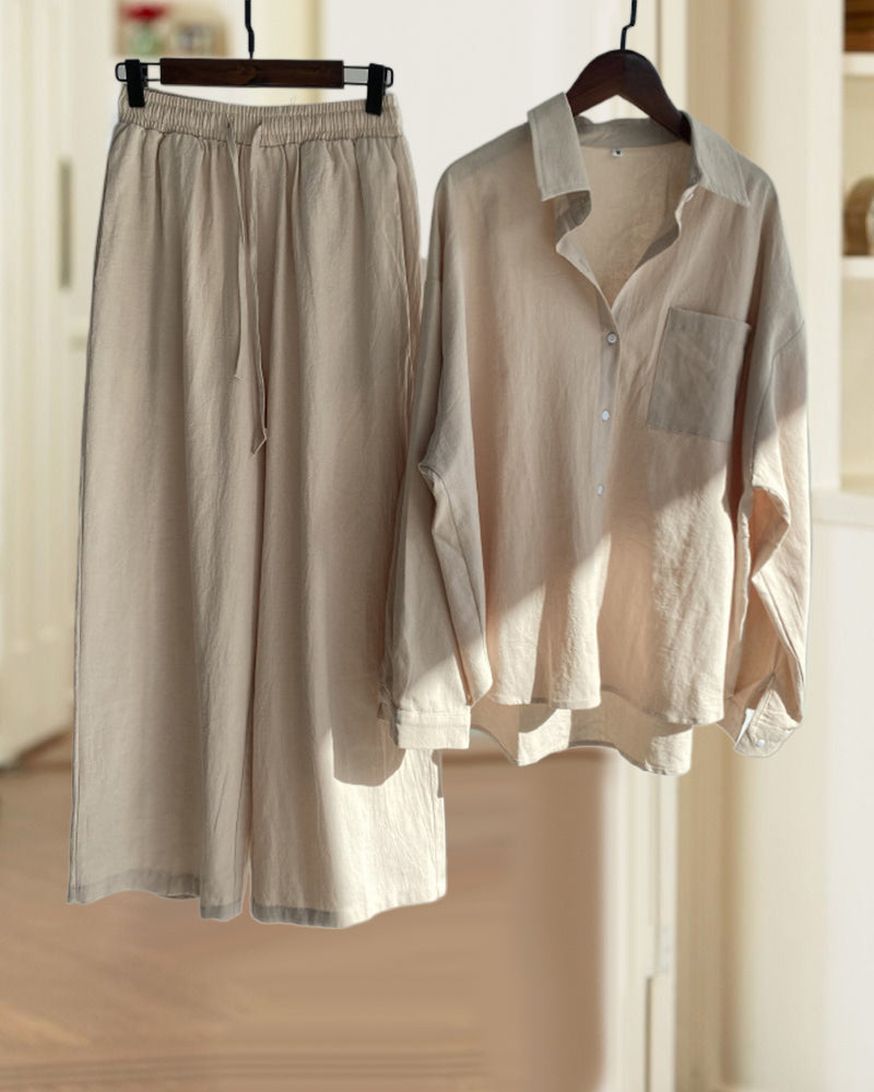 Set Zweiteilig Einfarbig Hemd Hosen