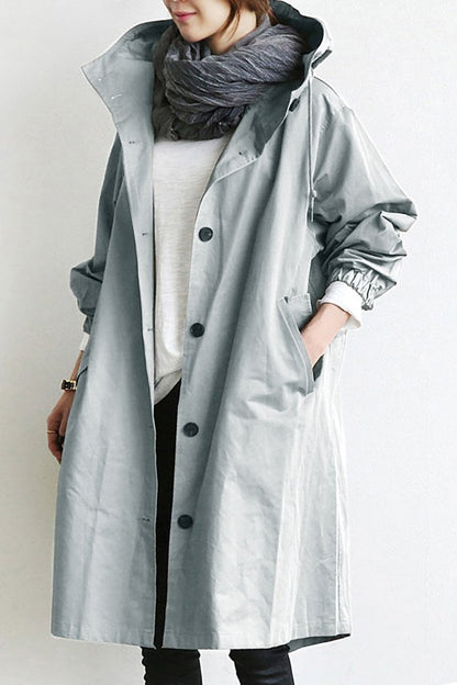 Damen Wasserdichter Trenchcoat Mit Kapuze Bequem Alltag