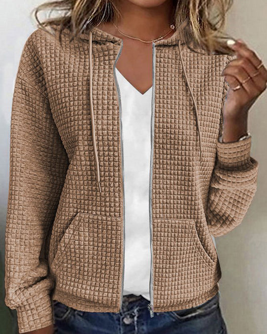 Damen Strickjacke Lässig Baumwollmix mit Taschen