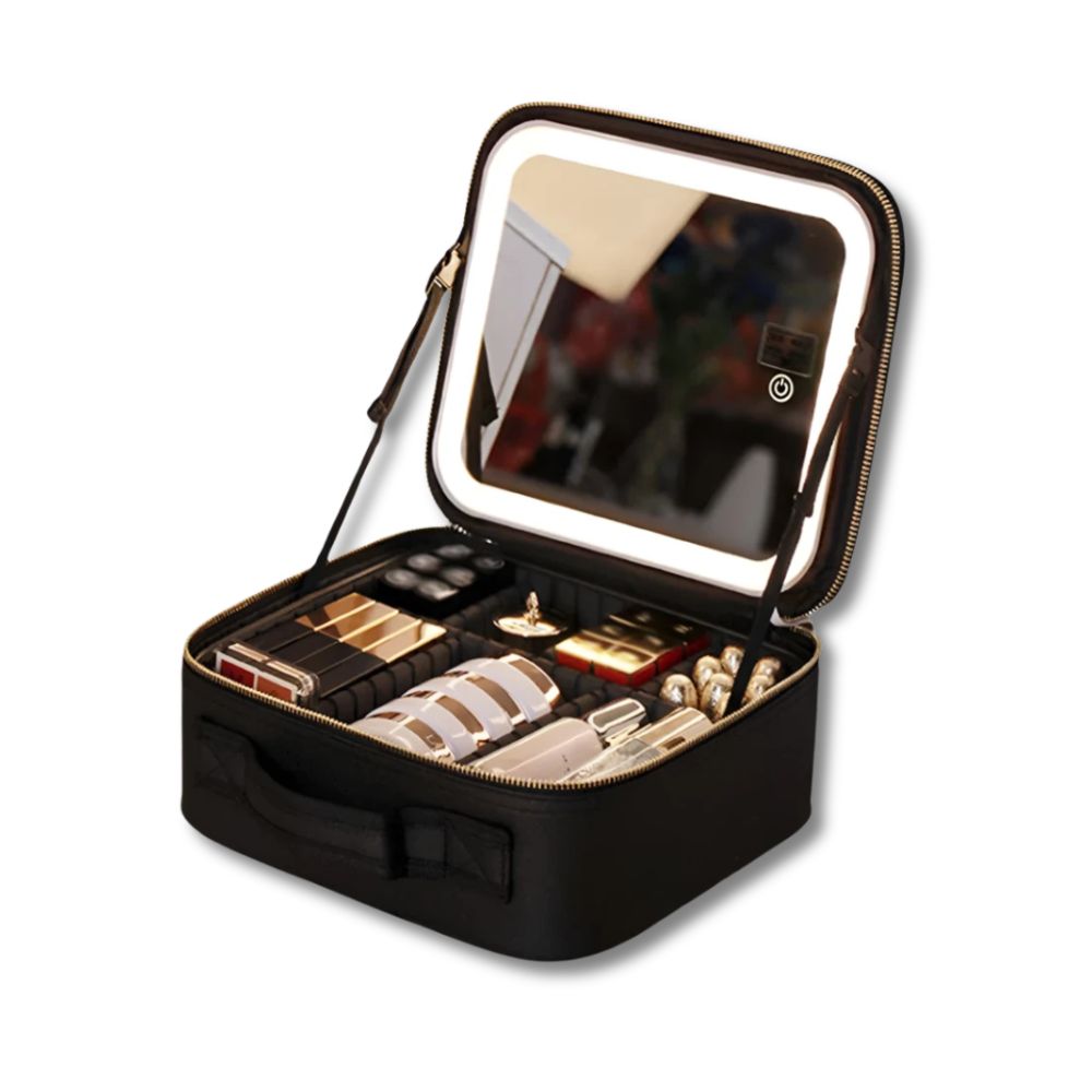 Damen Tragbare Kosmetiktasche Mit LED Licht Und Spiegel