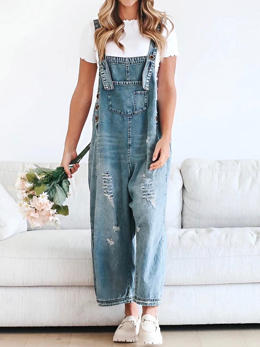 Damen Ärmelloser Lockere Denim Overall Für Lässigen Stil