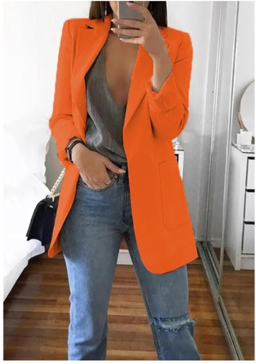 Damen Stilvoller Blazer Mit Tiefem V Ausschnitt Für Jeden Tag