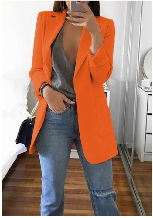 Fudus - Stilvolle Damen Blazer Mit Tiefem V-Ausschnitt - Ideal Für Jeden Tag